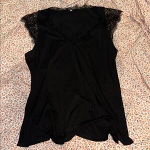 Elegant Black Lace Sleeve Women's Top